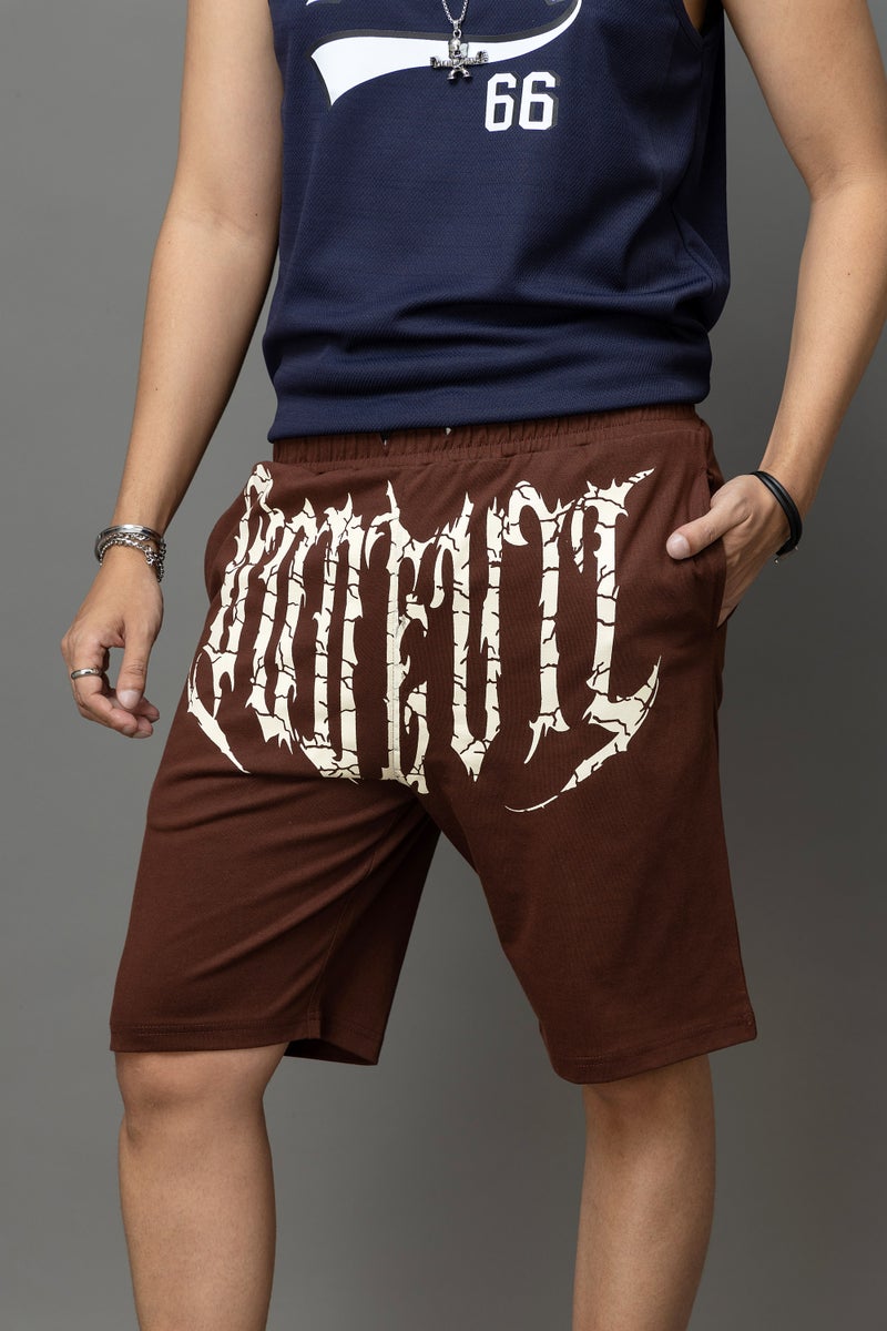 Go Devil Printed Brown Shorts for Men - Image 2